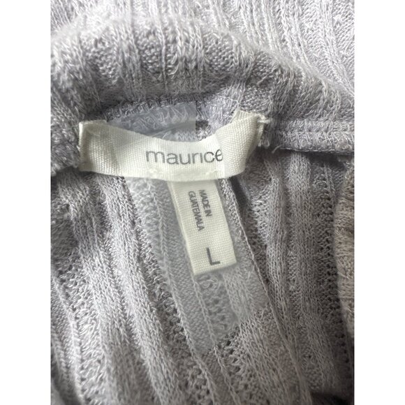 Maurices Womens Ribbed Puff Short Sleeve Light Gray Top Blouse Size Large - Picture 4 of 7